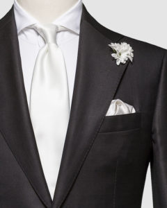 black wedding suit close up